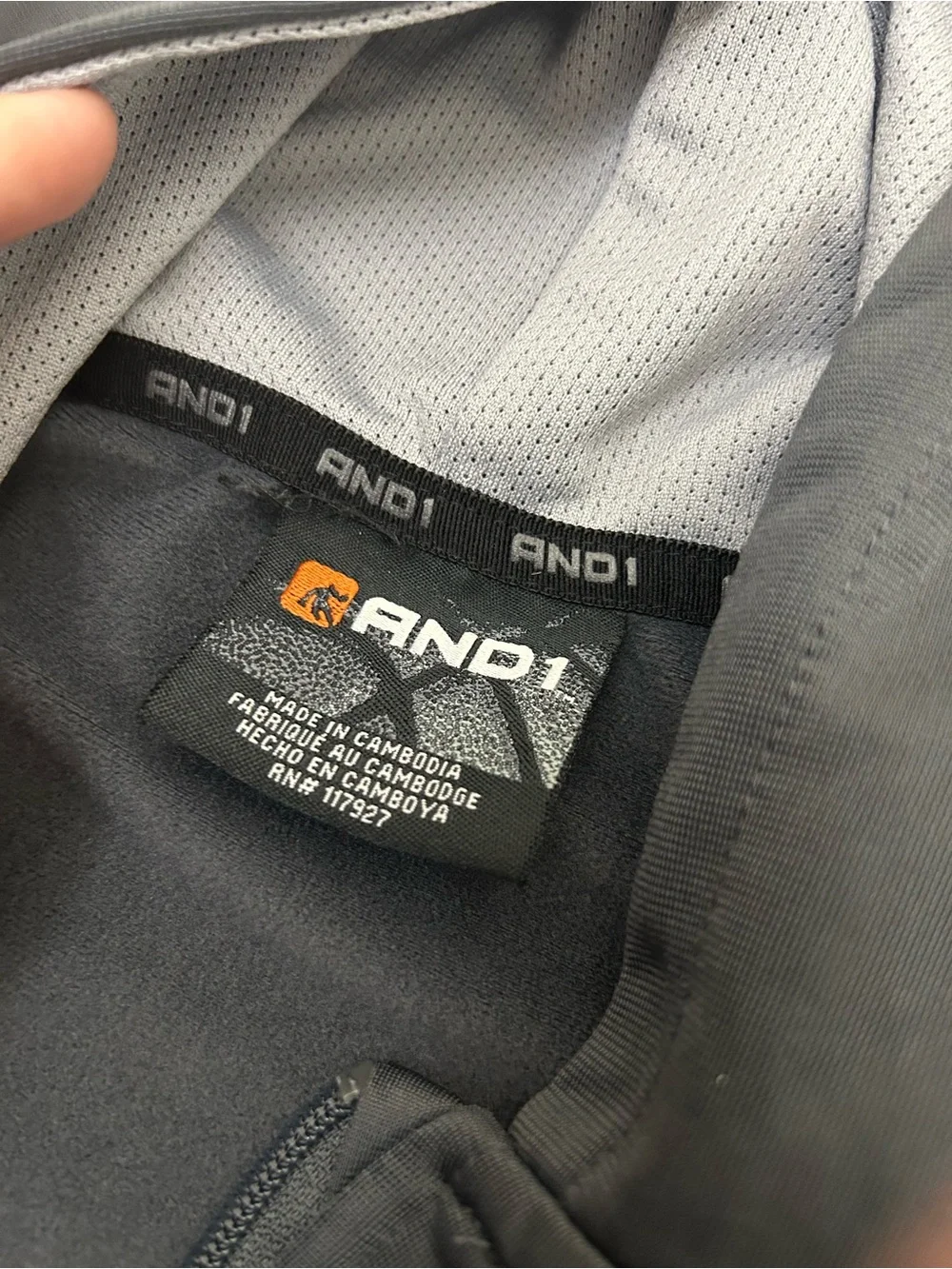 AND1 Youth Full Zip Performance Hoodie Gray/Black Size Large (10/12) NWOT